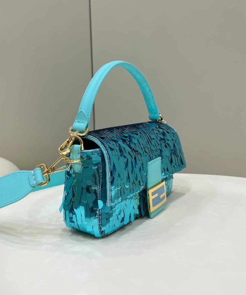 1:1 Replica Fendi Baguette Glitter Purple/Green/Light Purple/Jade Green For Women 10.6in/27cm