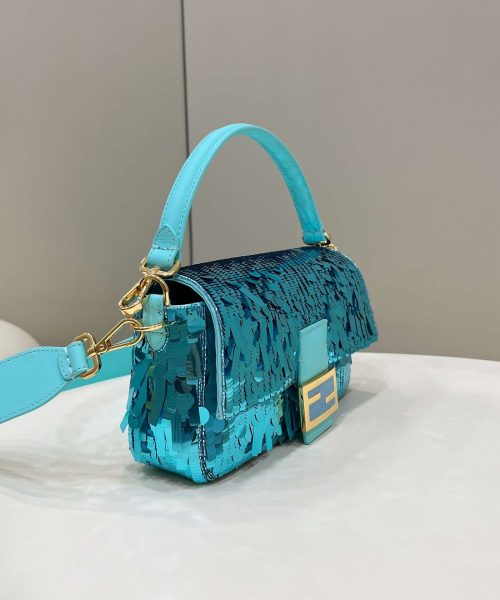1:1 Replica Fendi Baguette Glitter Purple/Green/Light Purple/Jade Green For Women 10.6in/27cm