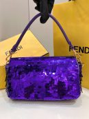 1:1 Replica Fendi Baguette Glitter Purple/Green/Light Purple/Jade Green For Women 10.6in/27cm