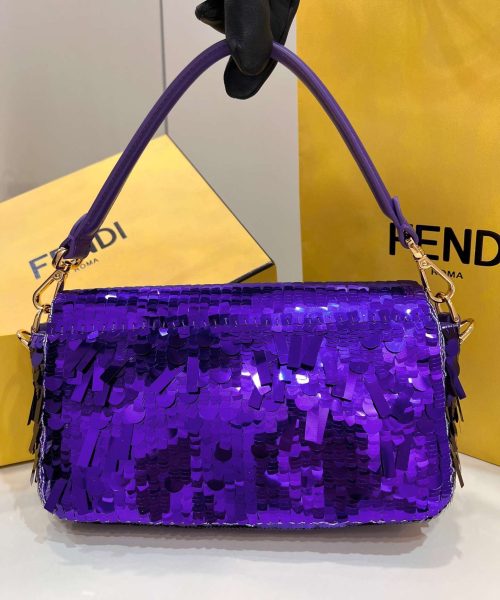 1:1 Replica Fendi Baguette Glitter Purple/Green/Light Purple/Jade Green For Women 10.6in/27cm