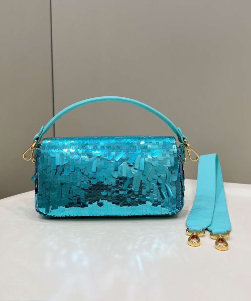 1:1 Replica Fendi Baguette Glitter Purple/Green/Light Purple/Jade Green For Women 10.6in/27cm