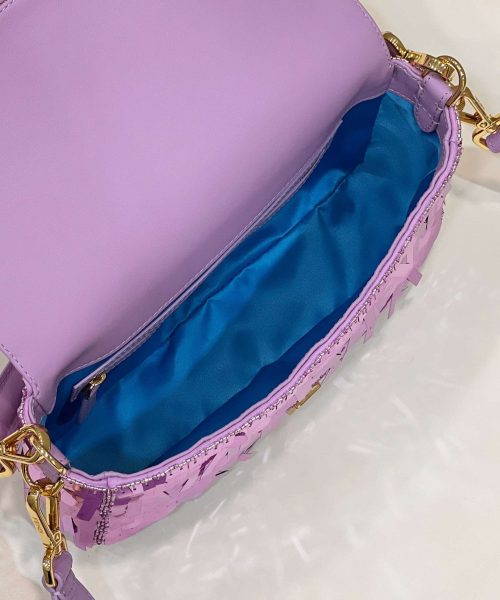 1:1 Replica Fendi Baguette Glitter Purple/Green/Light Purple/Jade Green For Women 10.6in/27cm