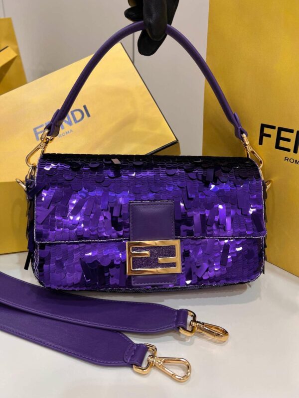 1:1 Replica Fendi Baguette Glitter Purple/Green/Light Purple/Jade Green For Women 10.6in/27cm