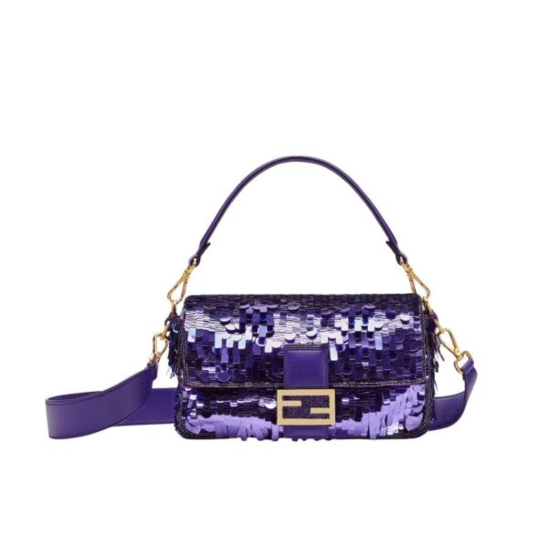 1:1 Replica Fendi Baguette Glitter Purple/Green/Light Purple/Jade Green For Women 10.6in/27cm