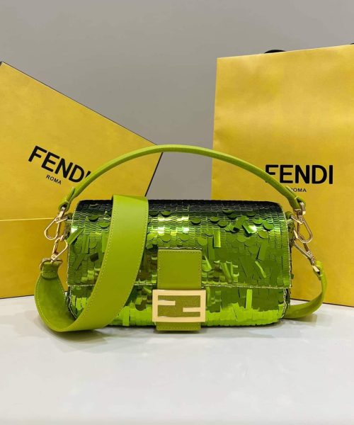 1:1 Replica Fendi Baguette Glitter Purple/Green/Light Purple/Jade Green For Women 10.6in/27cm