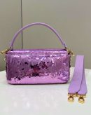 1:1 Replica Fendi Baguette Glitter Purple/Green/Light Purple/Jade Green For Women 10.6in/27cm