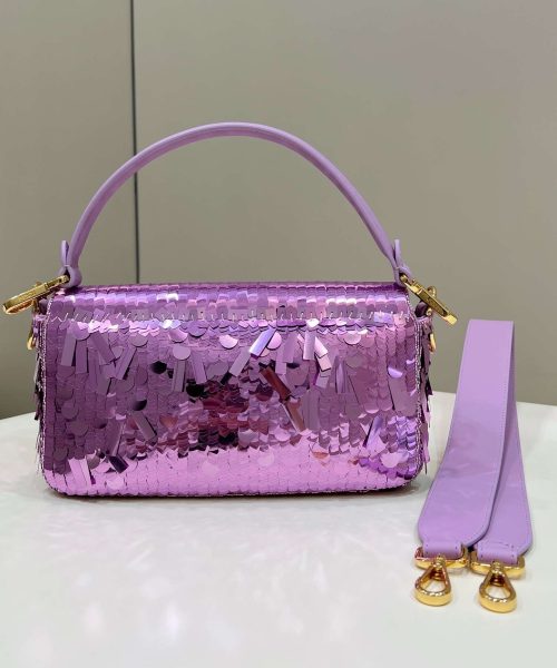 1:1 Replica Fendi Baguette Glitter Purple/Green/Light Purple/Jade Green For Women 10.6in/27cm