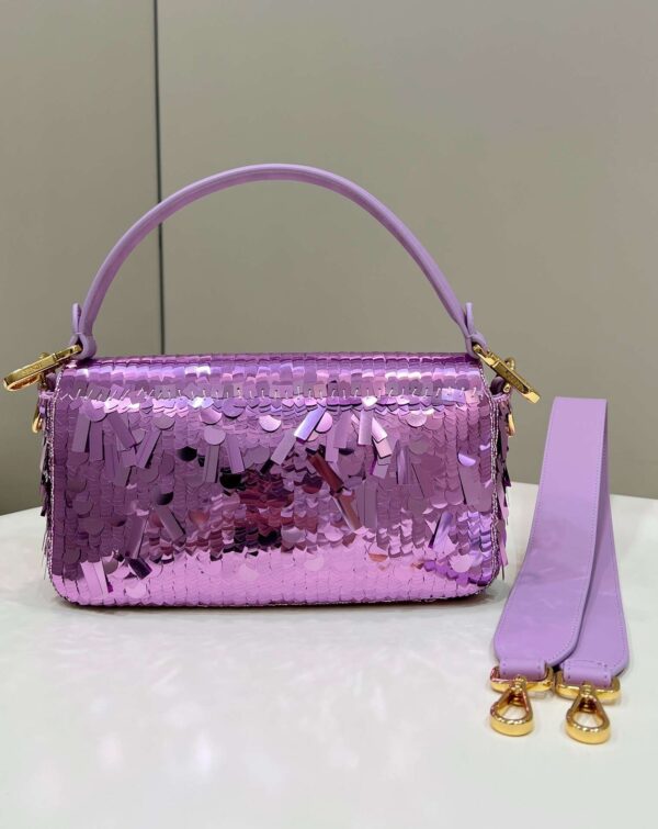 1:1 Replica Fendi Baguette Glitter Purple/Green/Light Purple/Jade Green For Women 10.6in/27cm
