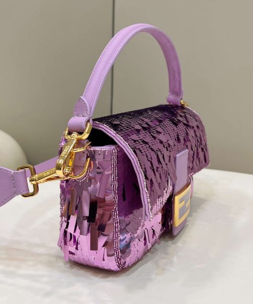 1:1 Replica Fendi Baguette Glitter Purple/Green/Light Purple/Jade Green For Women 10.6in/27cm