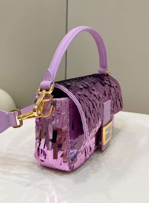1:1 Replica Fendi Baguette Glitter Purple/Green/Light Purple/Jade Green For Women 10.6in/27cm
