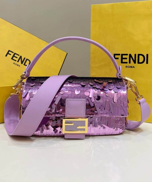 1:1 Replica Fendi Baguette Glitter Purple/Green/Light Purple/Jade Green For Women 10.6in/27cm