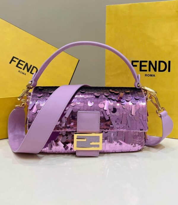 1:1 Replica Fendi Baguette Glitter Purple/Green/Light Purple/Jade Green For Women 10.6in/27cm