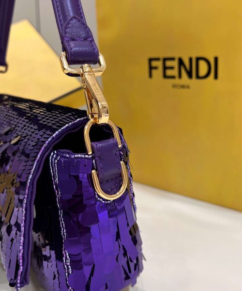 1:1 Replica Fendi Baguette Glitter Purple/Green/Light Purple/Jade Green For Women 10.6in/27cm