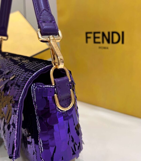 1:1 Replica Fendi Baguette Glitter Purple/Green/Light Purple/Jade Green For Women 10.6in/27cm