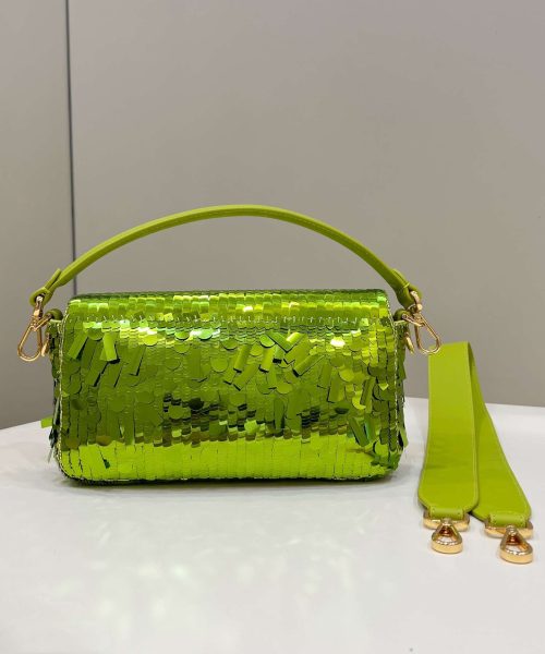1:1 Replica Fendi Baguette Glitter Purple/Green/Light Purple/Jade Green For Women 10.6in/27cm