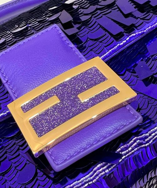 1:1 Replica Fendi Baguette Glitter Purple/Green/Light Purple/Jade Green For Women 10.6in/27cm