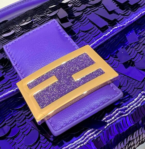1:1 Replica Fendi Baguette Glitter Purple/Green/Light Purple/Jade Green For Women 10.6in/27cm