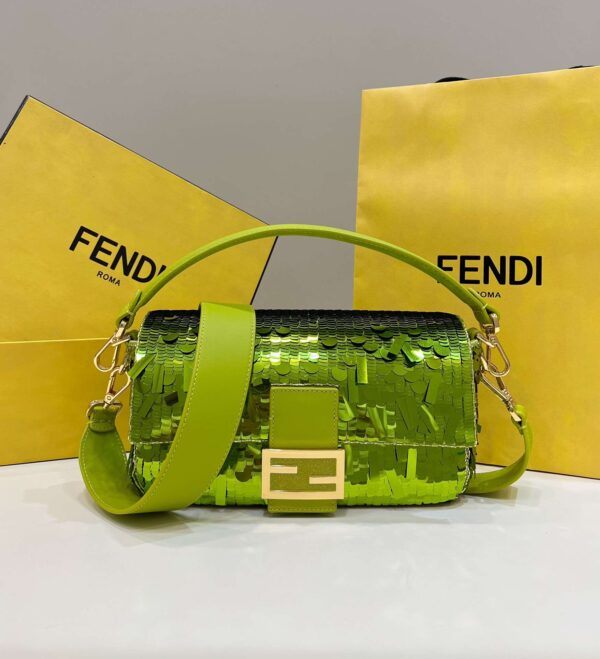 1:1 Replica Fendi Baguette Glitter Purple/Green/Light Purple/Jade Green For Women 10.6in/27cm
