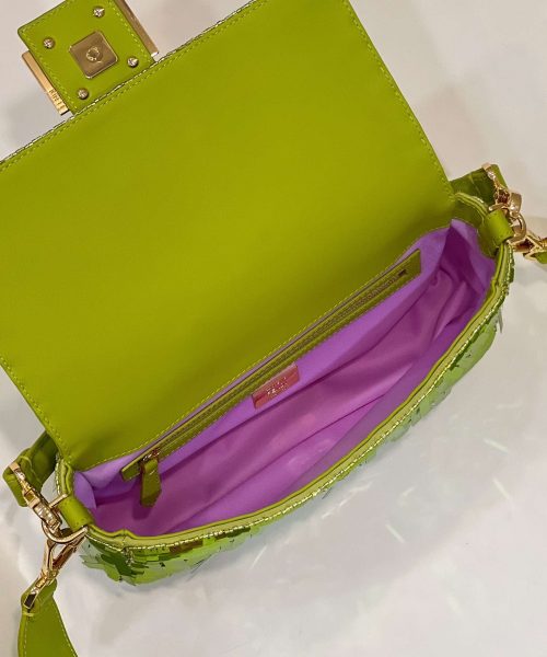 1:1 Replica Fendi Baguette Glitter Purple/Green/Light Purple/Jade Green For Women 10.6in/27cm