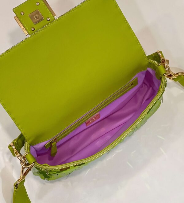 1:1 Replica Fendi Baguette Glitter Purple/Green/Light Purple/Jade Green For Women 10.6in/27cm