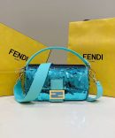 1:1 Replica Fendi Baguette Glitter Purple/Green/Light Purple/Jade Green For Women 10.6in/27cm