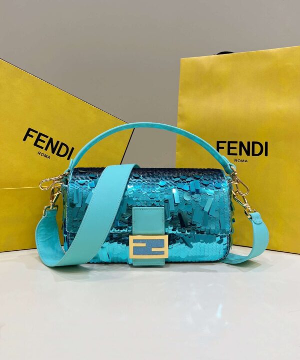 1:1 Replica Fendi Baguette Glitter Purple/Green/Light Purple/Jade Green For Women 10.6in/27cm