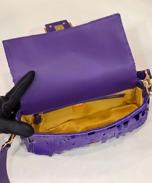 1:1 Replica Fendi Baguette Glitter Purple/Green/Light Purple/Jade Green For Women 10.6in/27cm