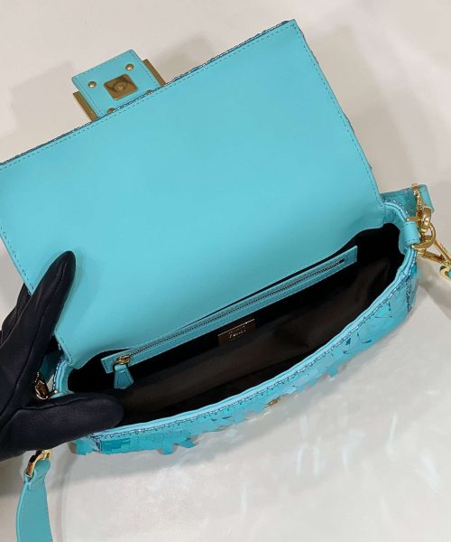 1:1 Replica Fendi Baguette Glitter Purple/Green/Light Purple/Jade Green For Women 10.6in/27cm
