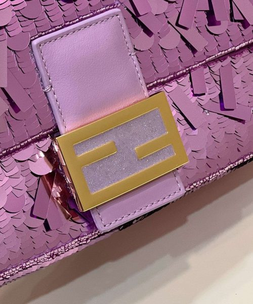 1:1 Replica Fendi Baguette Glitter Purple/Green/Light Purple/Jade Green For Women 10.6in/27cm