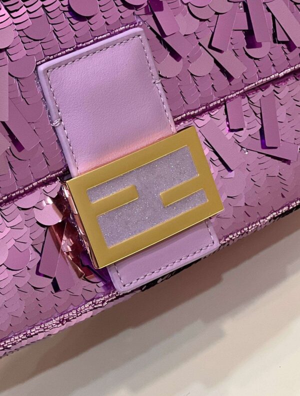 1:1 Replica Fendi Baguette Glitter Purple/Green/Light Purple/Jade Green For Women 10.6in/27cm