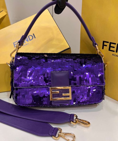 1:1 Replica Fendi Baguette Glitter Purple/Green/Light Purple/Jade Green For Women 10.6in/27cm