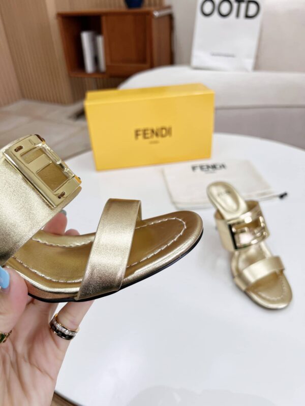 Fendi Baguette Gold Heels For Women