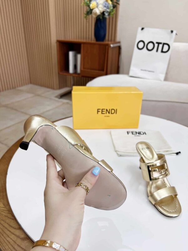 Fendi Baguette Gold Heels For Women