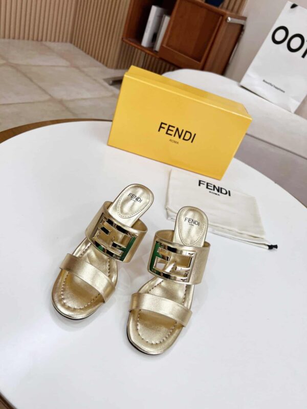 Fendi Baguette Gold Heels For Women