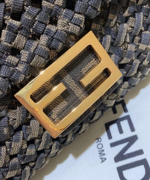 1:1 Replica Fendi Baguette Jacquard Fabric Interlace For Women, Women's Bags 10.2in/26cm FF 8BR600