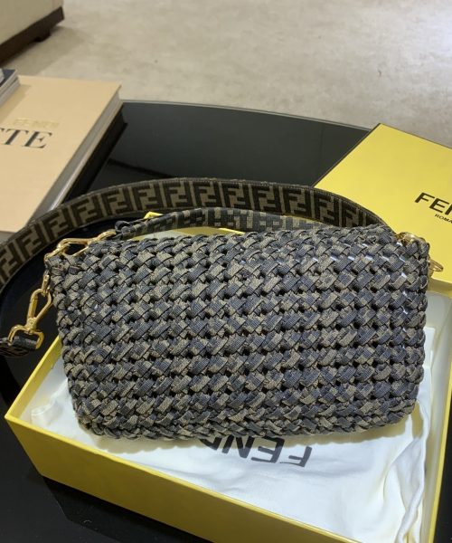 1:1 Replica Fendi Baguette Jacquard Fabric Interlace For Women, Women's Bags 10.2in/26cm FF 8BR600