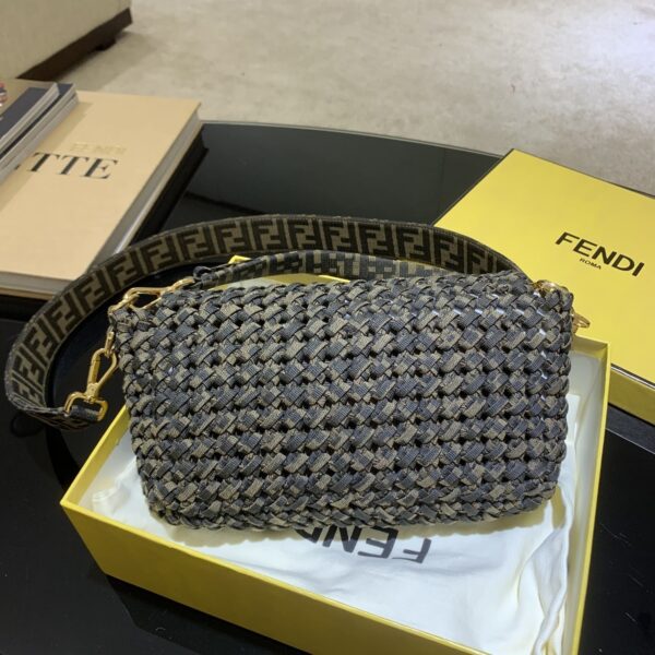 1:1 Replica Fendi Baguette Jacquard Fabric Interlace For Women, Women's Bags 10.2in/26cm FF 8BR600