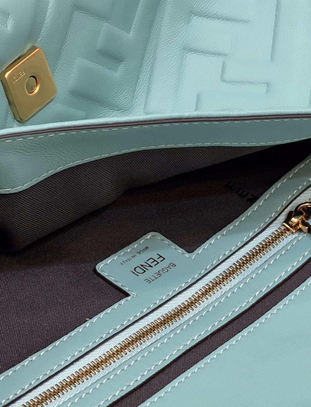 1:1 Replica Fendi Baguette Medium Mint Green Bag For Woman 27cm/10.5in 8BR600A72VF1IV6 - Image 7