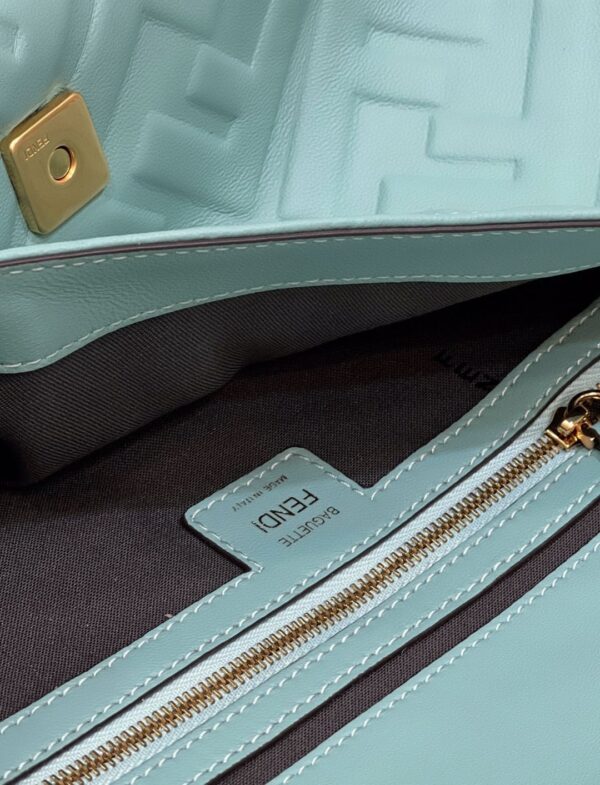 1:1 Replica Fendi Baguette Medium Mint Green Bag For Woman 27cm/10.5in 8BR600A72VF1IV6