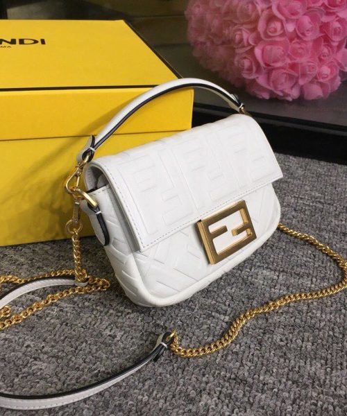 1:1 Replica Fendi Baguette Nappa White For Women, Women's Handbags, Shoulder And Crossbody Bags 7.4in/19cm FF 8BS017A72VF15AO