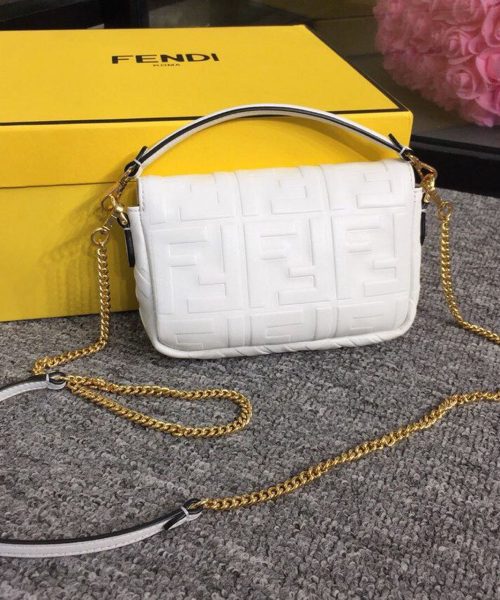 1:1 Replica Fendi Baguette Nappa White For Women, Women's Handbags, Shoulder And Crossbody Bags 7.4in/19cm FF 8BS017A72VF15AO