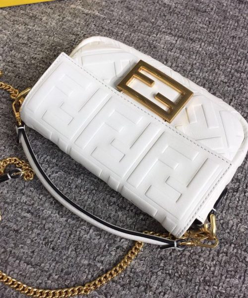 1:1 Replica Fendi Baguette Nappa White For Women, Women's Handbags, Shoulder And Crossbody Bags 7.4in/19cm FF 8BS017A72VF15AO