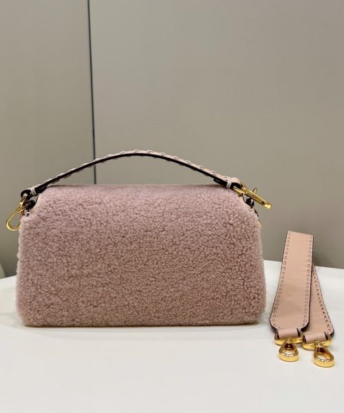 1:1 Replica Fendi Baguette Pink Sheepskin Bag For Woman 27cm/10.5in 8BR600AH96F1F7N