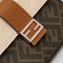 1:1 Replica Fendi Baguette Pouch Brown fabric Beige Pouch For Woman 16cm/6in