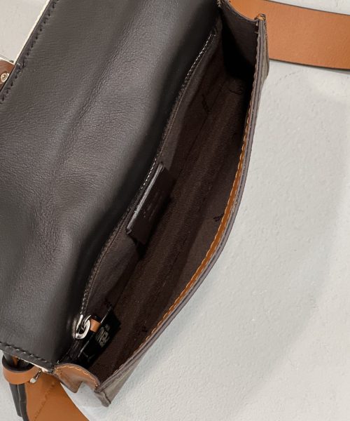 1:1 Replica Fendi Baguette Pouch Brown fabric Beige Pouch For Woman 16cm/6in