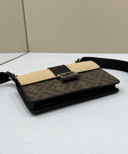 1:1 Replica Fendi Baguette Pouch Brown fabric Black Pouch For Woman 16cm/6in