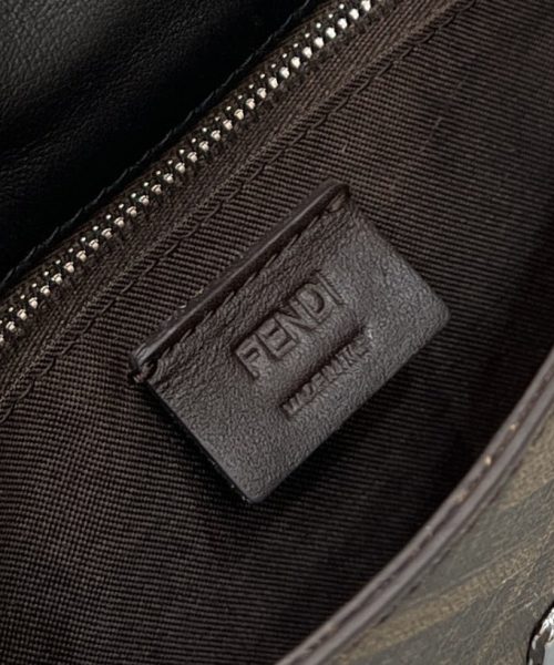 1:1 Replica Fendi Baguette Pouch Brown fabric Black Pouch For Woman 16cm/6in