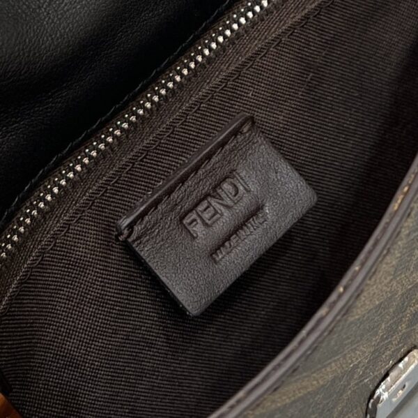 1:1 Replica Fendi Baguette Pouch Brown fabric Black Pouch For Woman 16cm/6in