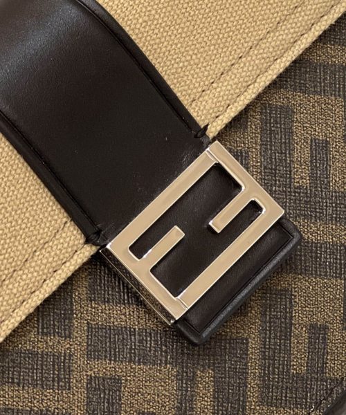 1:1 Replica Fendi Baguette Pouch Brown fabric Black Pouch For Woman 16cm/6in
