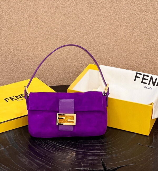 1:1 Replica Fendi Baguette Purple Bag For Woman 25cm/9.5in